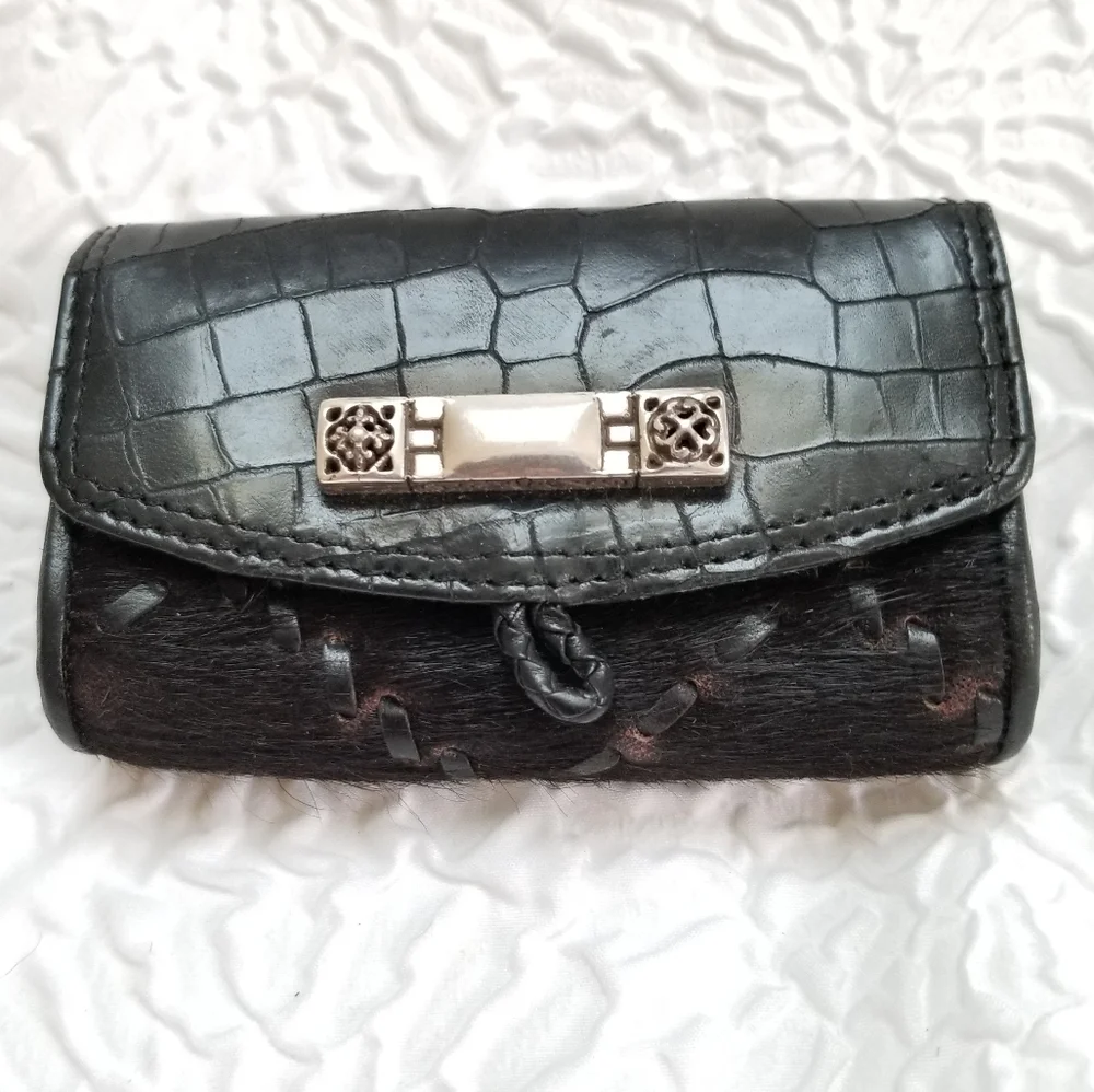 Brighton Black Leather & horse hair coin purse